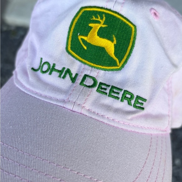 Pink John Deere embroided strapback baseball hat /cap farmer womens - Picture 2 of 7